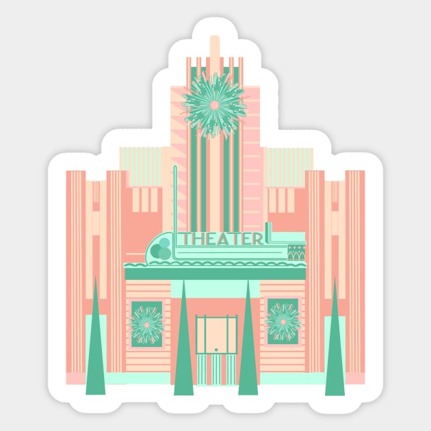 Art Deco Theater Christmas Sticker by jenblove